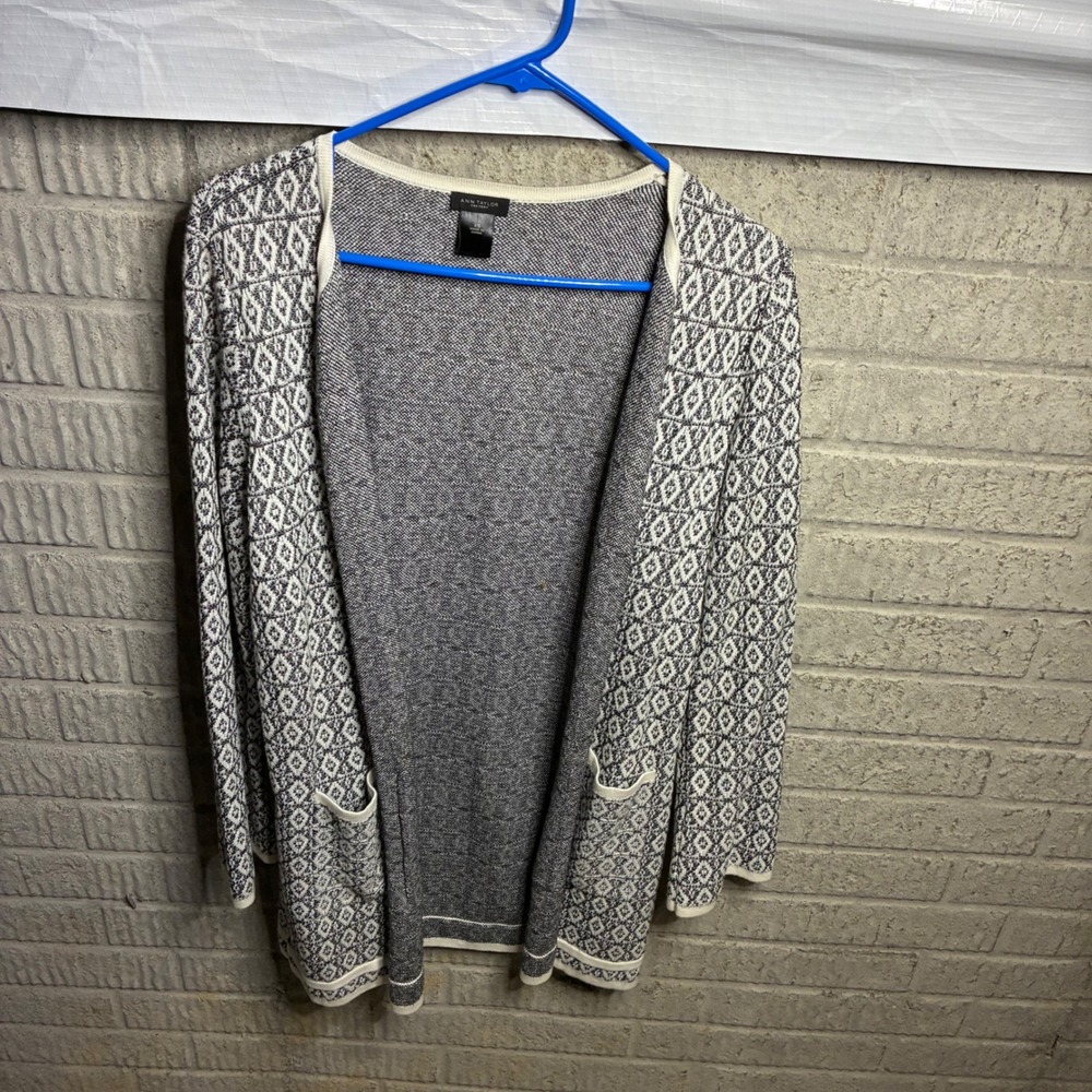 Ann‎ Taylor Factory Women's Geometric Print Open Front Cardigan Sweater XS
